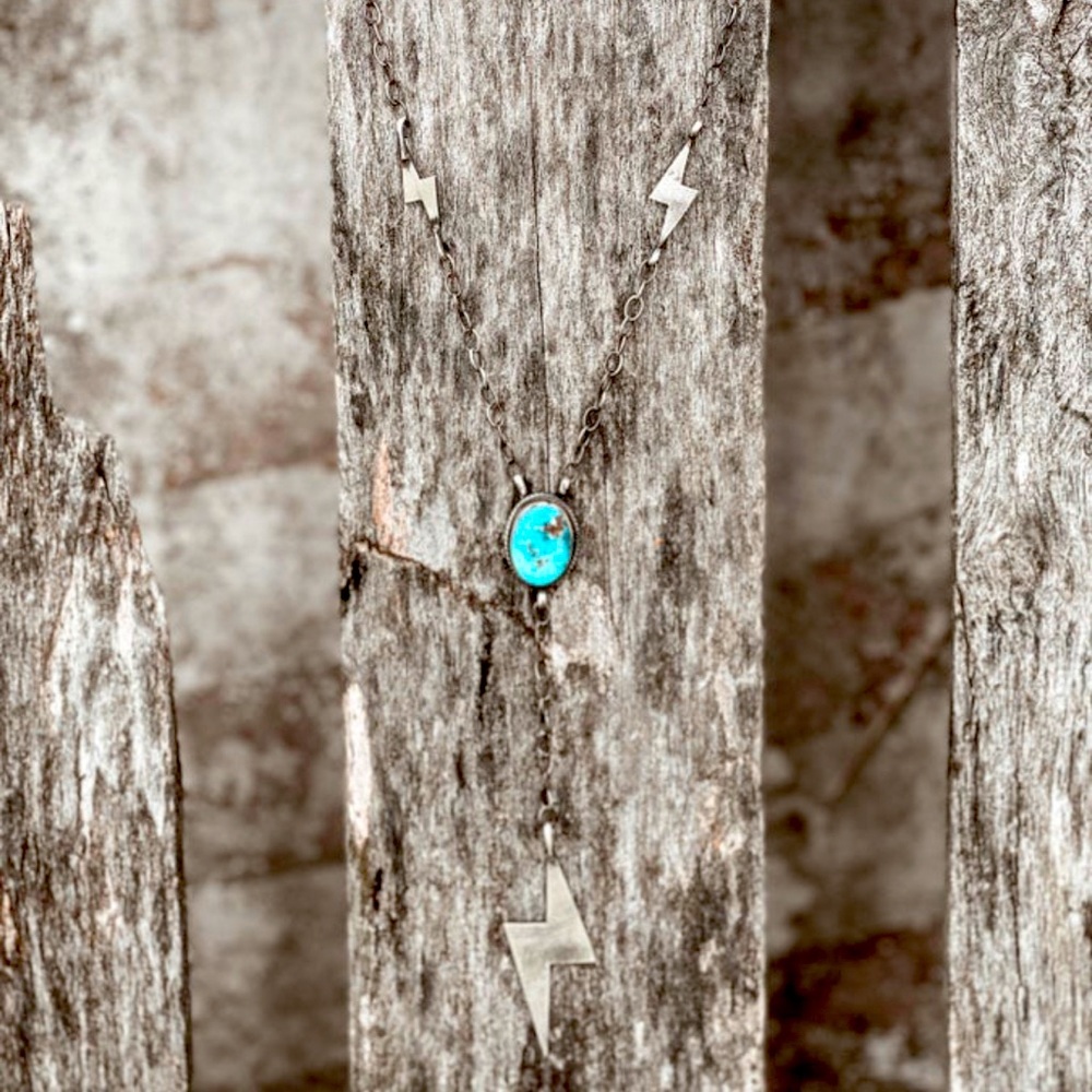 Kingman turquoise sterling silver lightning bolt